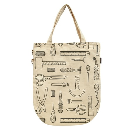Vietsbay - Women Leather Craft Tools Printed Canvas Tote Shoulder Bags WAS_39 - 0