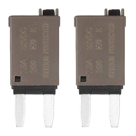Manual Resettable Fuse, 32V DC 7.5A E79 Low Profile ATC/ATO Manual Blade Circuit Breaker Reset Fuses for Car, Truck, RV, SUV, Marine, Boat, Motorcycle, Pack of 2