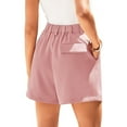 thumbnail image 6 of Seductiva Pink Clothing Women's Casual Shorts Womens Summer High Waist Shorts Zippered Wrap Hem Wide Leg Shorts Relaxed Fit Casual, 6 of 6