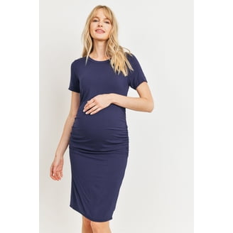 slim fit dress slacks PinkBlush Navy Blue Lace Mesh Overlay Maternity Maxi Dress main image 0