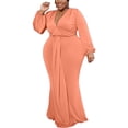 thumbnail image 1 of MAWCLOS Robes Maxi pour Femmes Grande Taille Longue Robe Col en V Décontractée Ample Vacances Manche Rouge 5TG, 1 of 3