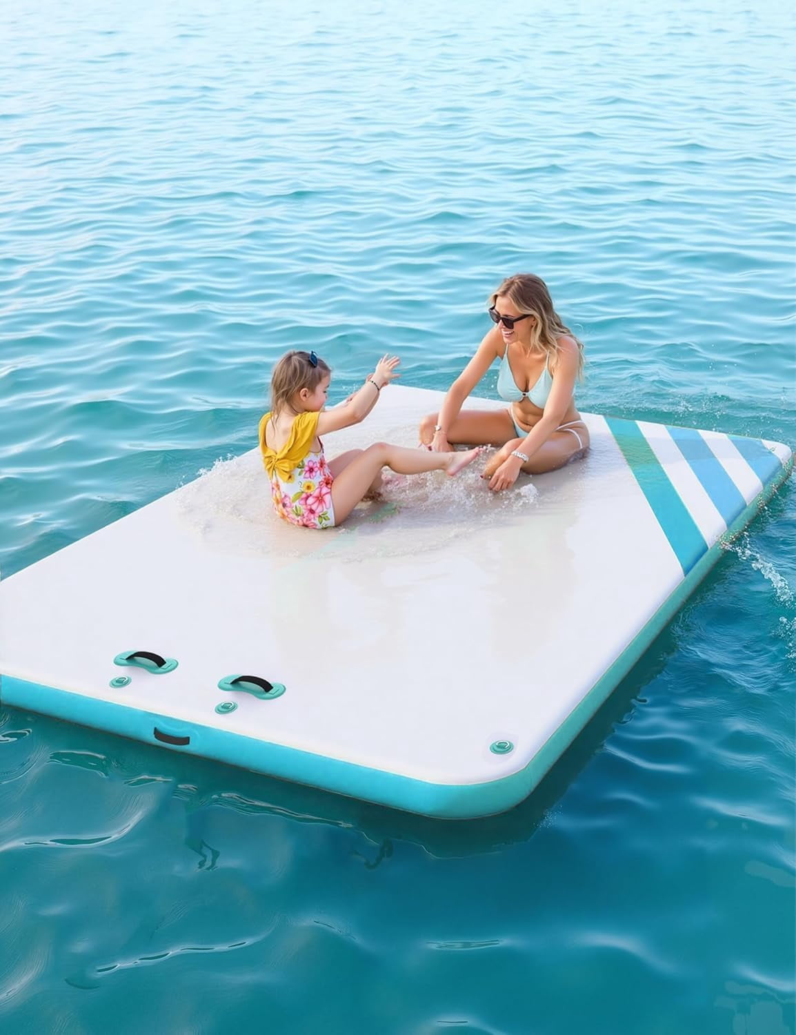 Inflatable Floating Dock Air Dock Platform 6ft/8ft/10ft Non-Slip Inflatable Water Swim Mat Floating Island Raft for Pool Lake Beach Ocean Fishing Relaxing