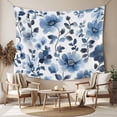 thumbnail image 2 of Blue Flowers Tapestry for Bedroom Wall Hanging Tapestry, Spring Rustic Watercolor Floral Leaves Ceiling Backdrop Tapestries Poster Blanket Wall Decor for Teens Room Living Room Dorm 59" x 90", 2 of 8