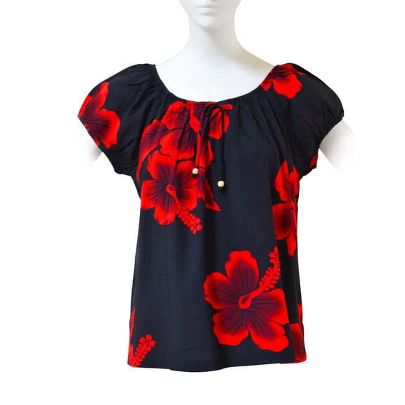 Favant Hibiscus Short Sleeve Round Neck Blouse