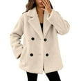thumbnail image 3 of Women's 2025 Plush Fleece Jacket, Cozy Shearling-Like Winter Coat with Soft Lining, Thick Warm Oversized Outerwear with Pockets, Casual Loose Fit Fall and Winter Jacket for Women Beige L, 3 of 8