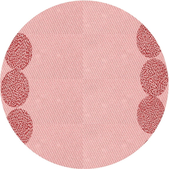 Ahgly Company Machine Washable Indoor Round Transitional Red Area Rugs, 3' Round