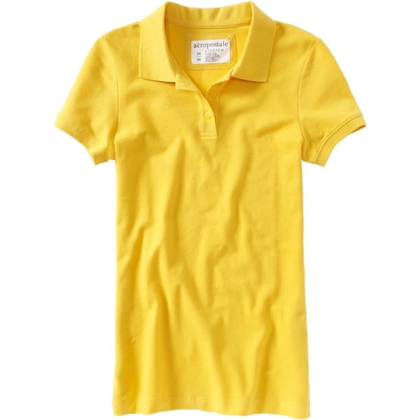Aeropostale - Polo de uniforme sólido para mujer, amarillo, extragrande