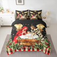 thumbnail image 2 of jejeloiu Christmas Theme Twin Bedding Sets 7-Piece,Galaxy Starry Night Bedding Comforter Set,Red Geometric Grid Sheet Sets For Child,Microfiber Bedroom Decor Reversible, 2 of 8