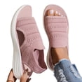 thumbnail image 4 of BADHUB Women's Wedge Sandals Breathable Mesh Knit Open Toe Sandals Lightweight Comfortable Summer Casual Walking Shoes Pink 41, 4 of 6
