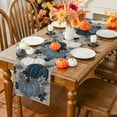 thumbnail image 5 of YIBAGA Fall Table Runner, Blue Vintage Pumpkin Maple Leaf Fall Thanksgiving Tableware Home Indoor Decor, 13x72 inch, Polyester, 5 of 7