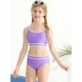thumbnail image 6 of Usaibhir Girls Swimsuit Two Piece High Waist Athletic Piping Girls Bathing Suit Cute Fashion Classic Bikinis Set Kids Swim Suits 9-15T, 6 of 8