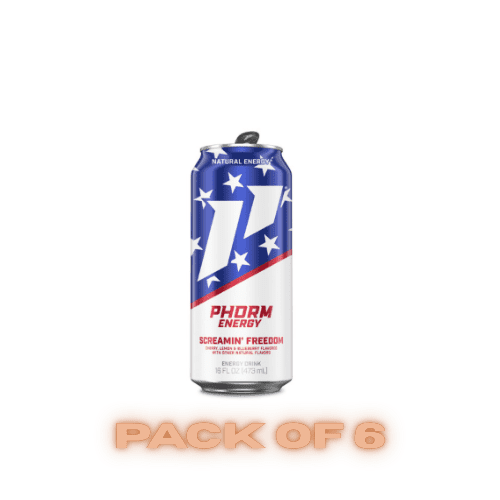 Phorm Energy Drink, Screamin' Freedom, 200mg Natural Caffeine, 16 fl oz Cans, 6 Pack
