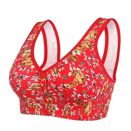 ZHENHONG Women s Printed Soft Cotton Front Button Tank Top Bra Wireless Bras for Women