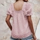 thumbnail image 2 of Camiseta de manga corta abombada,Camiseta de manga corta abombada de jacquard con mangas abullonadas para mujer Camisas de manga corta de jacquard Materiales ecológicos, 2 of 5