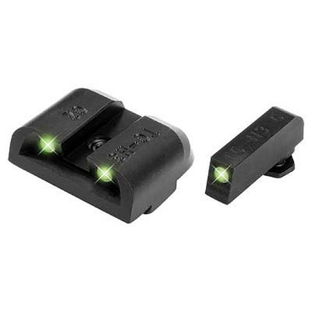 TruGlo Tritium Night Sight HIGH Set White/Green Front & Rear Glock Pistols - (Best Iron Sights For Lever Action Rifle)