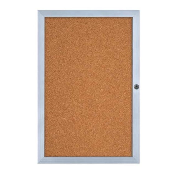 Enclosed Cork Bulletin Board 24"x36", 1 Door