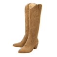 thumbnail image 4 of Women's Pointed Toe Chunky Heel Western Style Knee High Riding Boots & Winter Warm Boots, 4 of 4
