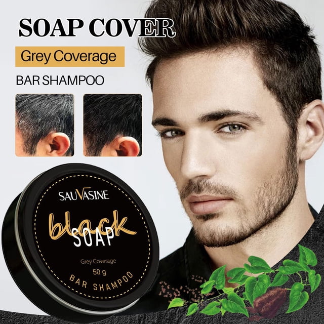 Fiudx Jabón para Oscurecer El Cabello, Barra Natural para Cubrir Canas, Restaura El Color Juvenil Del Cabello, Nutre y Estimula El Cuero Cabelludo, La Barba y Las Cejas. Producto Esencial para El Cui