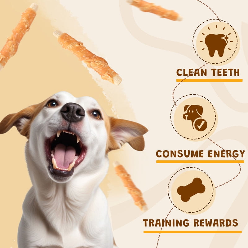 (2 pack) ASMPET Chicken Jerky Wrapped Biscuits Stick Dog Treats, Soft Chewy Rawhide Free Dog Chews for Small Medium Large Dogs, 10.6oz