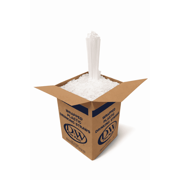 Giant Drinking Straws White Plastic Individually Wrapped 300 Count