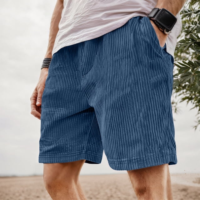 Shorts Décontractés en Velours Côtelé Rétro avec Logo Brodé et Cordon de Serrage Ajustable pour un Confort Quotidien et un Style Moderne
