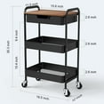 thumbnail image 2 of 3 Tier Rolling Cart with Drawer, Metal Utility Cart on Wheels Storage Cart with, 2 of 9