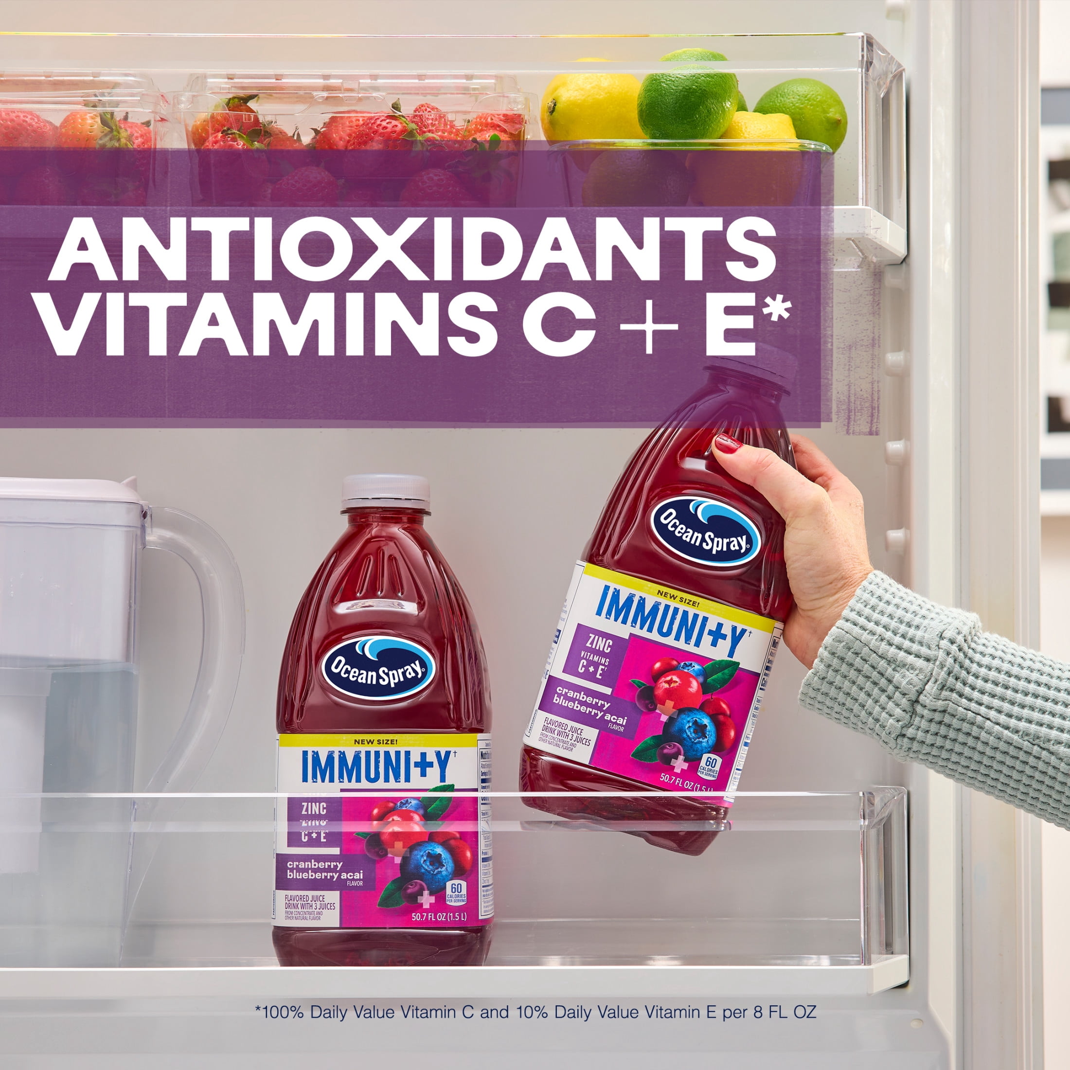 (2 pack) Ocean Spray® Immunity Cranberry Blueberry Acai Flavored Juice Drink, 50.7 Fl Oz Bottle