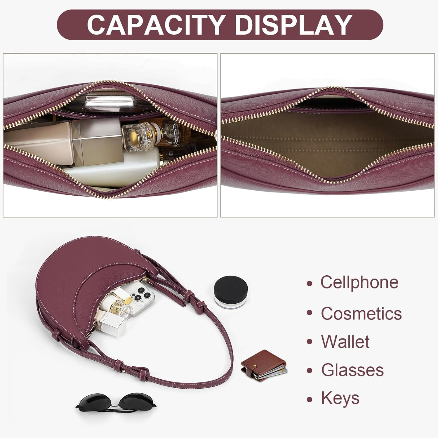 Saddle Bag for Women Shoulder Bag Crescent Purse Trendy Crossbody Bag Hobo Handbag