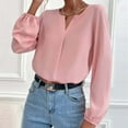thumbnail image 6 of under 10.00 LYXSSBYX Solid Long Sleeves Women Tops Satin Socket V-Neck Solid-color Commute Long Sleeve Blouses Shirt Tops, 6 of 9