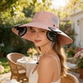 thumbnail image 6 of Lilixerw Solar Powered Breathable Fan Hat with 2 Removable Fans Outdoor Coolings Wide Brim Sun Hat for Outdoor Fishing,Hiking Gardening,USB Solar Charging,Pink, 6 of 6