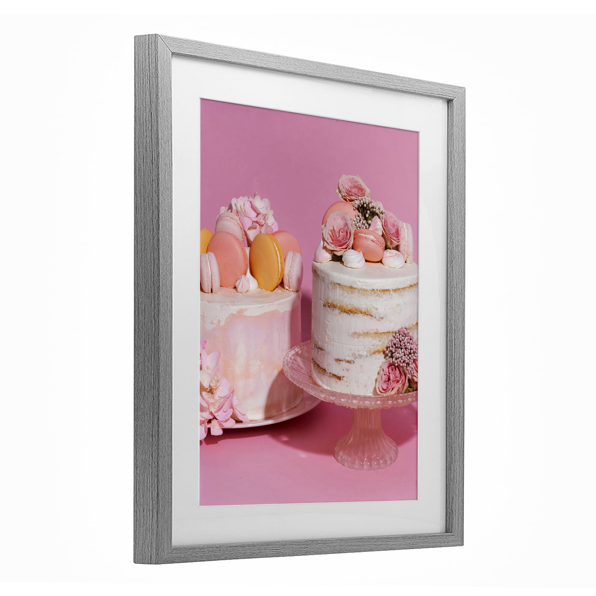 Stupell Industries Pink Pastel Macaroon Cakes Gray Framed Print Under Glass, design by LISH Creative