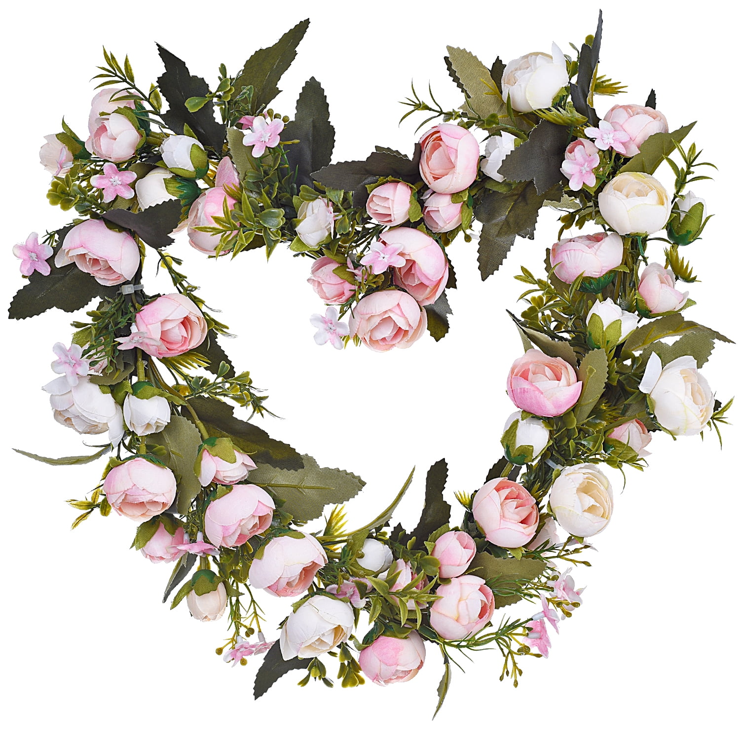 Beautiful Artificial Rose Wreath Heart Round Shape Flower Wedding Valentine Deco 