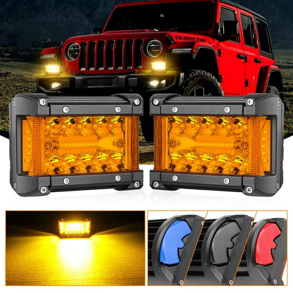 Pair 4inch Amber Side Shooter Led Light Pods Spot Flood Combo Work Light Fog Driving Cube