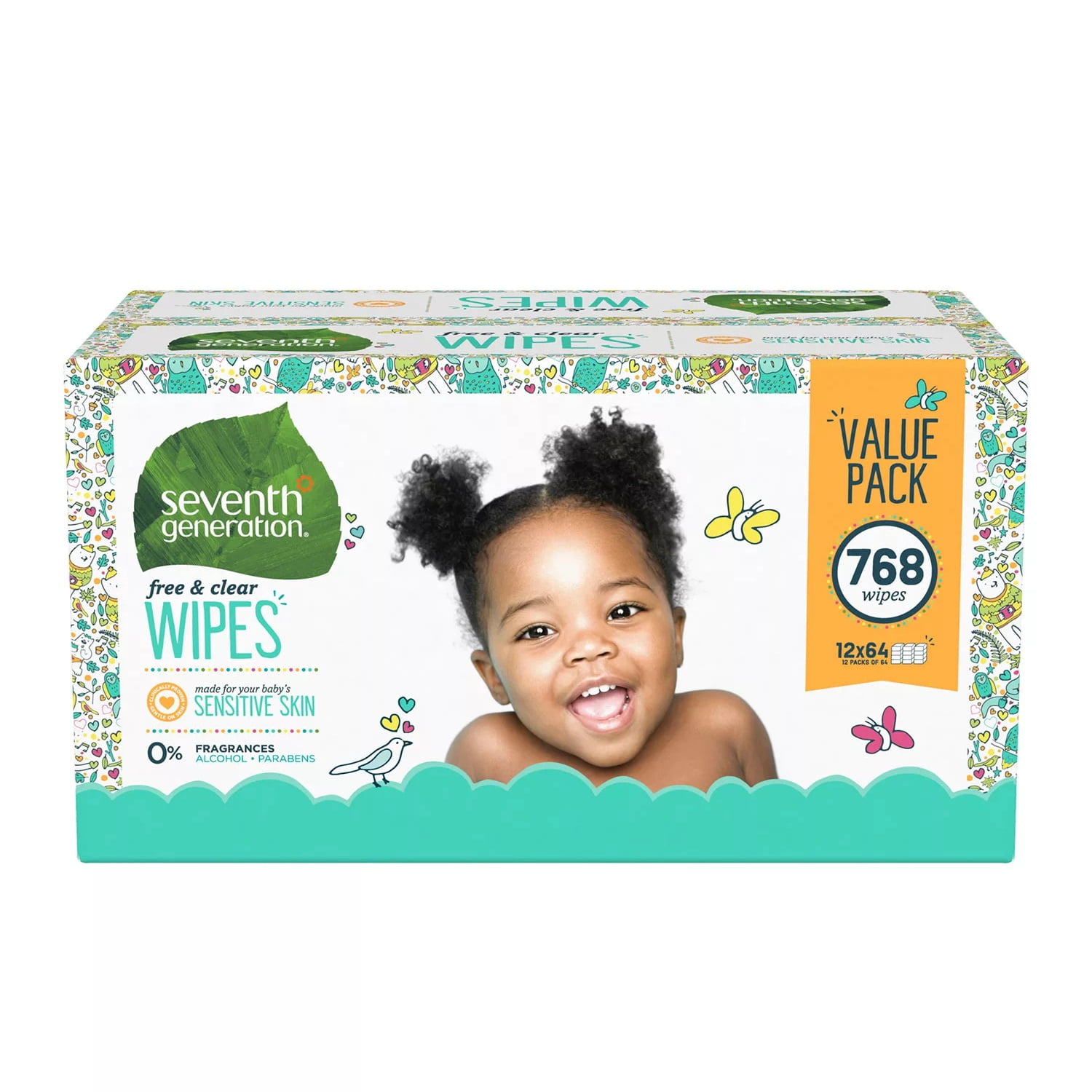Packaging May Vary Animal Prints 92 count Size 5 Seventh Generation Baby Diapers for Sensitive Skin 