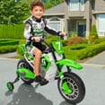 thumbnail image 7 of JOYLDIAS 12V Ride On Motorcycle Dirt Bikes for Kids with Training Wheels, Spring Suspension, Green, 7 of 7
