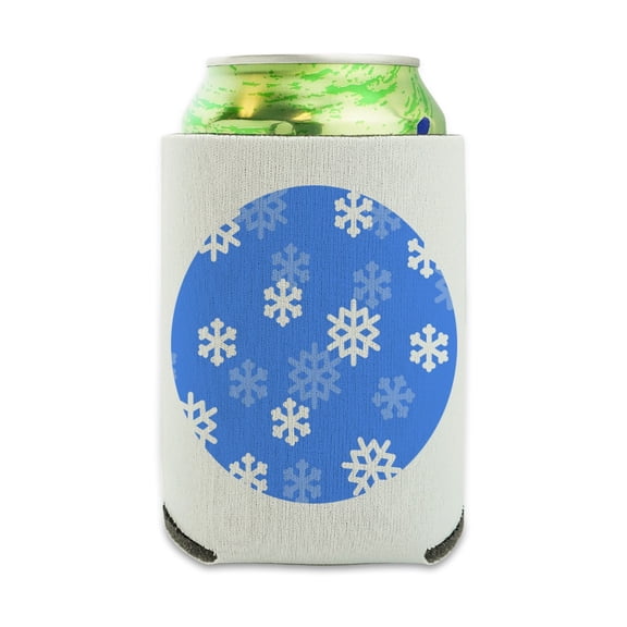 Snowflakes Winter Can Cooler - Drink Sleeve Hugger Collapsible Insulator - Beverage Insulated Holder