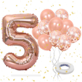 thumbnail image 1 of KAINSY 40inch 5 Number Balloon Giant Rose Gold Digit Foil Balloons Confetti Pearl Balloons Birthday, 1 of 6