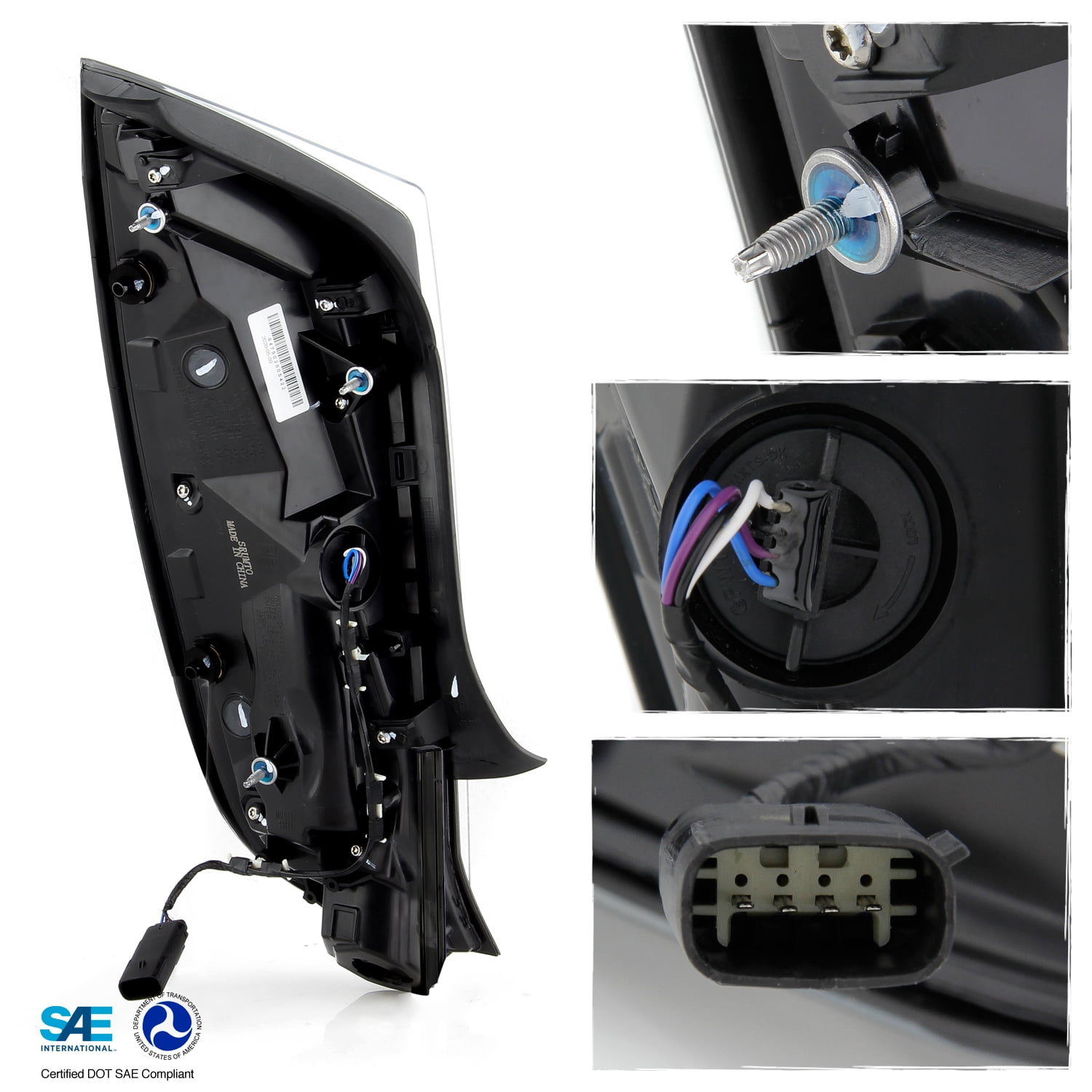 AKKON - Fits 2013-2017 Cadillac XTS 4-Door LED Bar Black Tail Lights Brake Lamp Pair Driver Left + Passenger Right Replacement