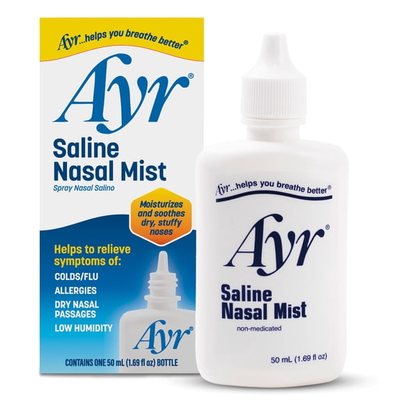 Ayr Saline Nasal Mist Non-Medicated Alcohol & Gluten Free 50 ml, 4-Pack