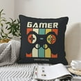 thumbnail image 2 of DouZhe Velvet Decorative Throw Pillow Covers Set of 2, Soft Square Cushion Cover with Invisible Zipper Gamer Gamepad Joysticks Printing, 20"x20", 2 of 7
