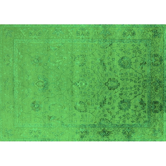 Ahgly Company Indoor Rectangle Oriental Green Industrial Area Rugs, 2' x 4'
