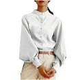 thumbnail image 2 of Tawop T-Shirts Femmes Blouses Col Rond Manches Longues Lin Chemises Blanches pour Femmes Blanc m, 2 of 8