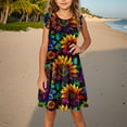 thumbnail image 2 of AUNVITO Girls Floral Print Flutter Sleeve Dress Summer Style Casual Kids' Dress, 2 of 6
