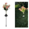 thumbnail image 1 of Lámpara solar de jardín para exteriores con flor de lirio | Lámpara LED artificial de 7 cabezas | Resistente al agua IP65 | Colores blanco, amarillo, azul y rosa | Decoración solar para patios, 1 of 5