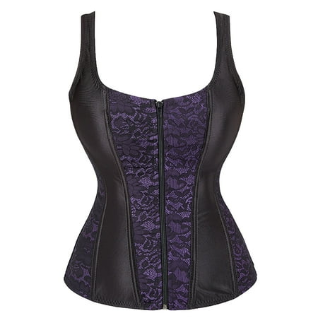 Ukumplol Shapewear for Women Satin Bustier Corsets Top Strapless Boned Waist Cincher Overbust Bustiers Plus Size Corsets Waist Trainer for Women Tummy Control Shapewear Corset Shapewear Purple S