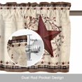 thumbnail image 6 of Country Star Valance Curtain Red Stars Berry Linen Texture Brown Plaid Wood Grain Window Valances Rod Pocket Short Curtains Window Treatments for Kitchen Bedroom Bathroom Laundry 54" x 18", 6 of 9
