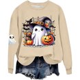 thumbnail image 2 of Tfken Girls Halloween Sweatshirt Ghost Pumpkin Graphic Print Pullover Crew Neck Long Sleeve Fall Winter Soft Comfortable Casual Wear Festival Party Tops Size,3-10 Years Khaki, 2 of 4