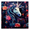 thumbnail image 2 of OWNSERIES Unicorn surrounded by flowers Pattern Canvas Wall Art Paintings for Living Room Canvas Frameless Print Wall Artworks Bedroom Decoration, 2 of 5