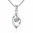 thumbnail image 2 of MATROOY Women 925 Sterling Silver Pendant Necklace Shiny Crystal Drop Leaf Jewerly-silver, 2 of 6