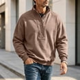 thumbnail image 5 of Gytharion Men's Mock Neck Sweatshirts Snap Button Ribbed Hem Solid Color Classic Pullovers Fall Warm Cozy Pullover Tops, 5 of 8